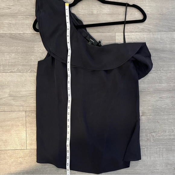 Theory Asymmetrical, One-shoulder Silk Blouse with Ruffle - Picture 10 of 12